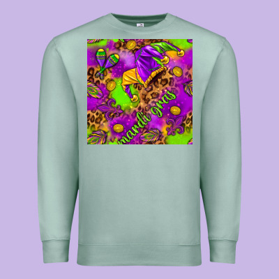 Mardi Gras And Jester Hat Seamless Pattern Premium Sweatshirt Designed By Howdyjamesfarm