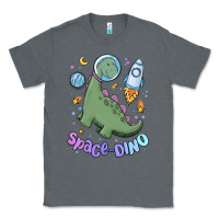 Charcoal Heather space dino Classic Tee - MaliasSmallBusiness
