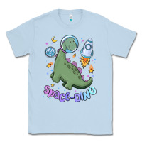 Dusty Blue space dino Classic Tee - MaliasSmallBusiness