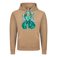 Vintage Coffee teal ribbon with boxing gloves Vintage Hoodie - NancyCooperArtShop