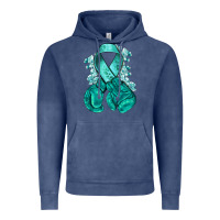 Vintage Denim teal ribbon with boxing gloves Vintage Hoodie - NancyCooperArtShop