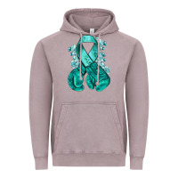Teal Ribbon With Boxing Gloves Vintage Hoodie | Teevron
