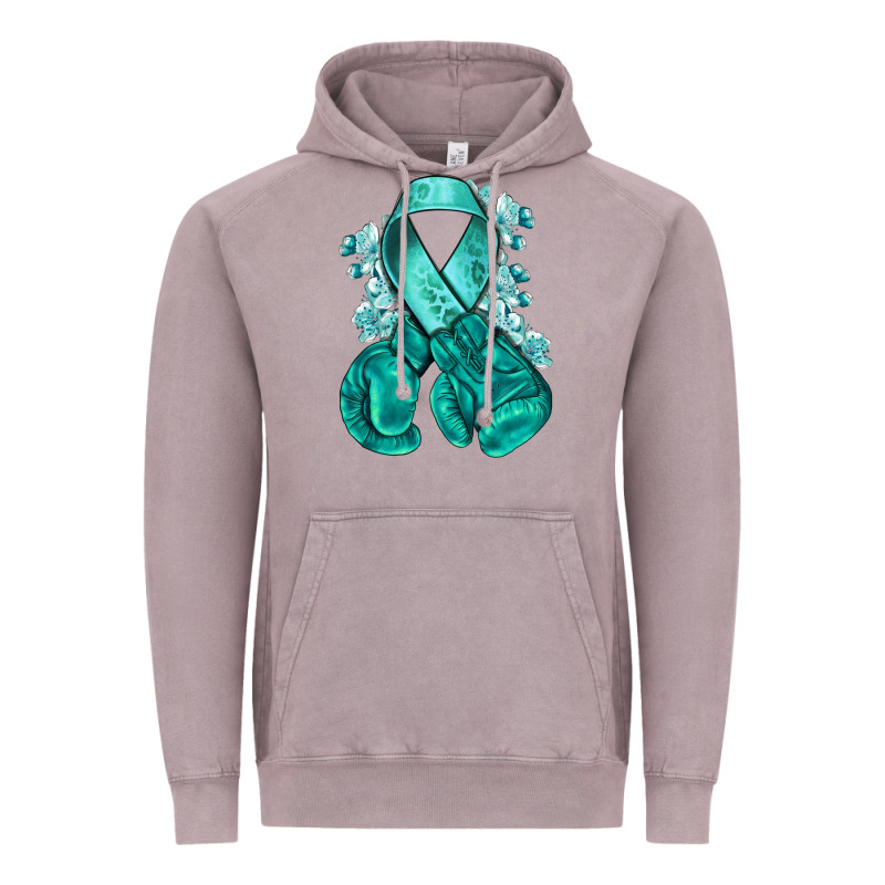Teal Ribbon With Boxing Gloves Vintage Hoodie by NancyCooperArtShop | Teevron