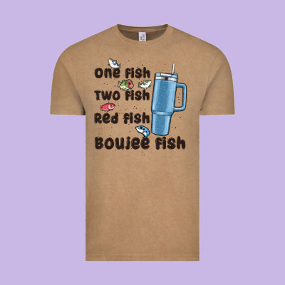One Fish Two Fish Red Fish Boujee Fish Vintage Tee Designed By Maliassmallbusiness