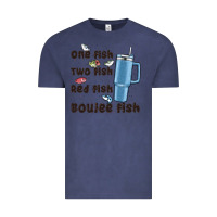 Vintage Denim one fish two fish red fish boujee fish Vintage Tee - MaliasSmallBusiness