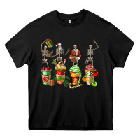 Black christmas skeleton coffee cups Heavy Core Tee - FaDigitalArtStudio