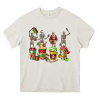 Cream christmas skeleton coffee cups Heavy Core Tee - FaDigitalArtStudio
