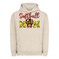 Pigment French Oak softball mom  and afro messybun mom bbs Urban Hoodie - BundleAndBundleShop