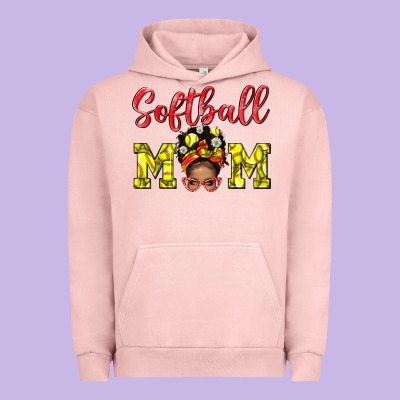 Softball Mom  And Afro Messybun Mom Bbs Urban Hoodie Designed By Bundleandbundleshop