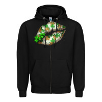 Black St. Patricks Day White Lips Zipper Hoodie - Bettercallsaul
