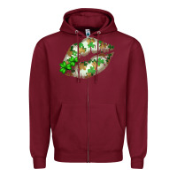 Burgundy St. Patricks Day White Lips Zipper Hoodie - Bettercallsaul