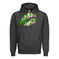 Charcoal Heather St. Patricks Day White Lips Zipper Hoodie - Bettercallsaul