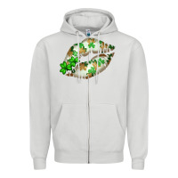 Dove Grey St. Patricks Day White Lips Zipper Hoodie - Bettercallsaul