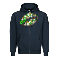 Navy St. Patricks Day White Lips Zipper Hoodie - Bettercallsaul