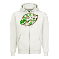 Oatmeal Heather St. Patricks Day White Lips Zipper Hoodie - Bettercallsaul