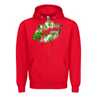 Red St. Patricks Day White Lips Zipper Hoodie - Bettercallsaul