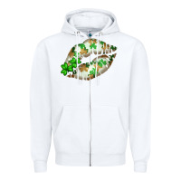White St. Patricks Day White Lips Zipper Hoodie - Bettercallsaul