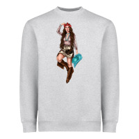 Heather Grey western cowgirl Heavyweight Sweatshirt - NancyCooperArtShop