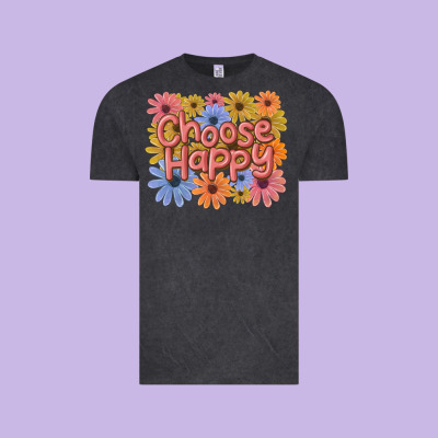 Choose Happy Vintage Tee Designed By Maliassmallbusiness