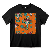 Black western cross and bull skull seamless pattern Heavy Core Tee - HRA Design Shop
