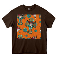 Chocolate Brown western cross and bull skull seamless pattern Heavy Core Tee - HRA Design Shop
