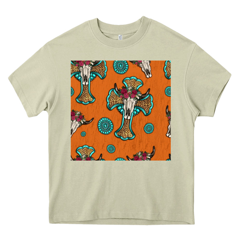 Western Cross And Bull Skull Seamless Pattern Heavy Core Tee by HRA Design Shop | Teevron