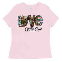 Bubblegum Pink lov of thecows Ladies Tee - CowhideDigitalArt
