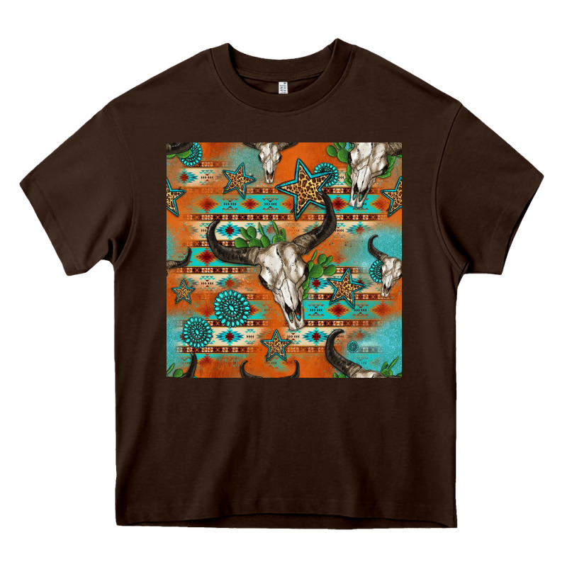Western Bull Skull Seamless Pattern Heavy Core Tee by HRA Design Shop | Teevron