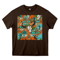 Chocolate Brown western bull skull seamless pattern Heavy Core Tee - HRA Design Shop
