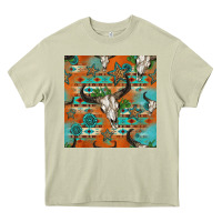 Mossy western bull skull seamless pattern Heavy Core Tee - HRA Design Shop