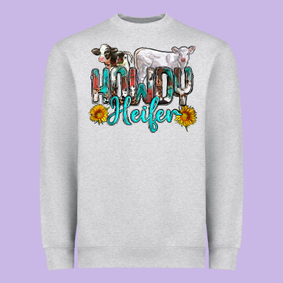 Western Howdy Heifer Heavyweight Sweatshirt Designed By Nancycooperartshop