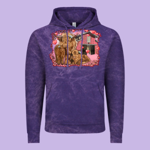 Valentine's Day Mama Cow And Baby Cows Vintage Hoodie Designed By Ranaportraitstore