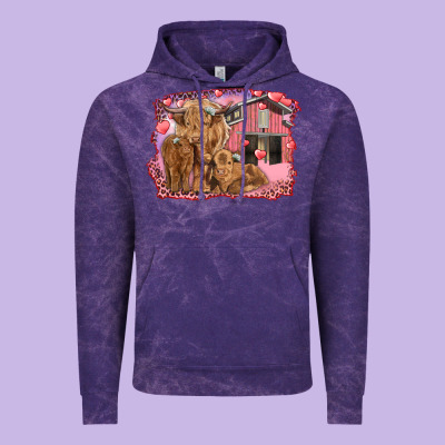 Valentine's Day Mama Cow And Baby Cows Vintage Hoodie Designed By Ranaportraitstore