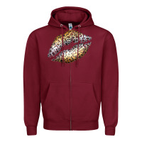 Burgundy Cheetah Lips Zipper Hoodie - Bettercallsaul
