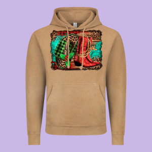 Country Boots Christmas Vintage Hoodie Designed By Jasminsmagicworld