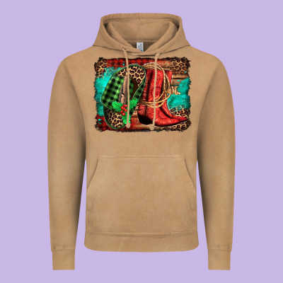 Country Boots Christmas Vintage Hoodie Designed By Jasminsmagicworld