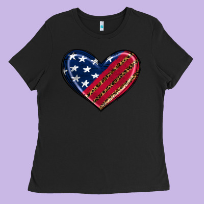 Leopard With American Flag Ladies Tee Designed By Ranaportraitstore