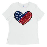 White leopard with american flag Ladies Tee - RanaPortraitStore