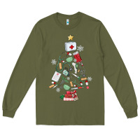 Army Green nurse christmas tree Long Sleeve Tee - MaliasSmallBusiness
