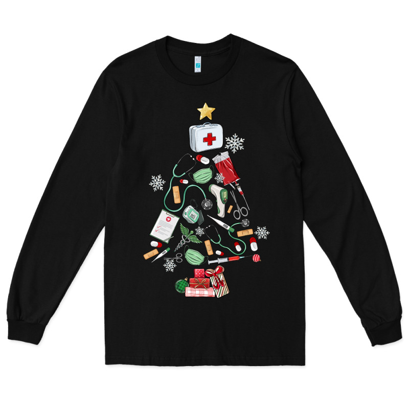 Nurse Christmas Tree Long Sleeve Tee by MaliasSmallBusiness | Teevron