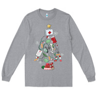 Heather Grey nurse christmas tree Long Sleeve Tee - MaliasSmallBusiness