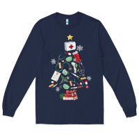 Navy nurse christmas tree Long Sleeve Tee - MaliasSmallBusiness