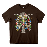Chocolate Brown Christmas Rib Cage Heavy Core Tee - FaDigitalArtStudio
