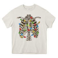 Cream Christmas Rib Cage Heavy Core Tee - FaDigitalArtStudio