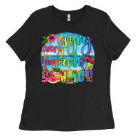 Black enjoy every moment of summer Ladies Tee - HRA Design Shop