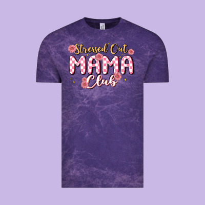 Stressed Out Mama Club Vintage Tee Designed By Maliassmallbusiness