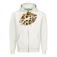 Oatmeal Heather Leopard Lips Zipper Hoodie - Bettercallsaul