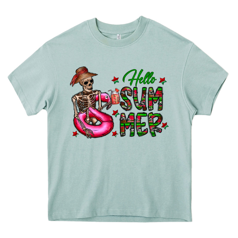 Hello Summer Heavy Core Tee by CowhideDigitalArt | Teevron