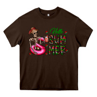 Chocolate Brown hello summer Heavy Core Tee - CowhideDigitalArt