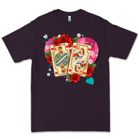 Plum playing cards roses and pearls Premium Tee - AdoDesignShop